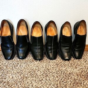 Men's Black Leather Slip-On Shoes
